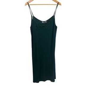 NWT Frette 1860 Women’s Dark Green Lace Trim Nightgown Size L Luxury Sleepwear